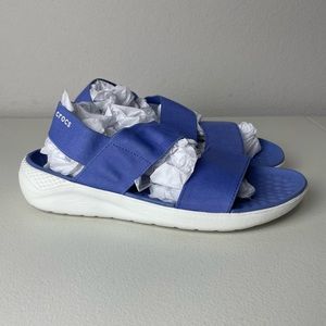 Crocs Purple Blue White Literide Stretch Sandals Size 8